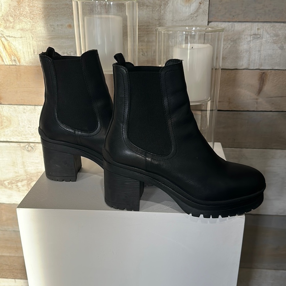 Black leather booties size 8